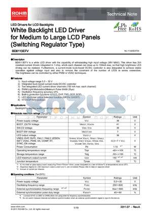 BD8113EFV_11 datasheet - White Backlight LED Driver for Medium to Large LCD Panels (Switching Regulator Type)