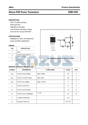 2SB1103 datasheet - Silicon PNP Power Transistors