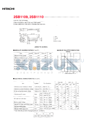 2SB1109 datasheet - SILICON PNP EPITAXIAL (LOW FREQUENCY HIGH VOLTAGE AMPLIFIER)