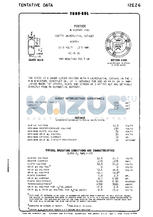 12EZ6 datasheet - PENTODE MINIATURE TYPE