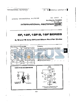 12F-B datasheet - 6,12 and 16 Amp Diffused Silicon Rectifier Diodes