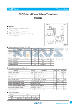 2SB1120 datasheet - PNP Epitaxial Planar Silicon Transistors