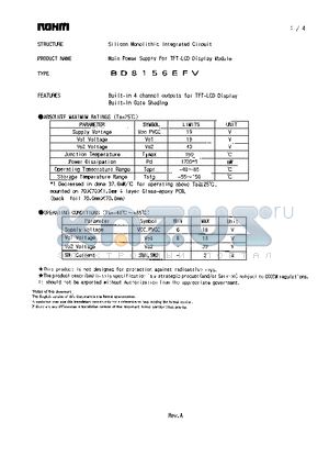 BD8156EFV datasheet - Main Power Supply For TFT-LCD Display Module