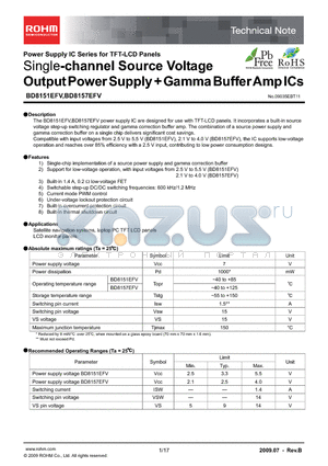 BD8157EFV datasheet - Single-channel Source Voltage Output Power Supply  Gamma Buffer Amp ICs