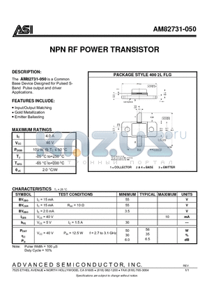 AM82731-050 datasheet - NPN RF POWER TRANSISTOR