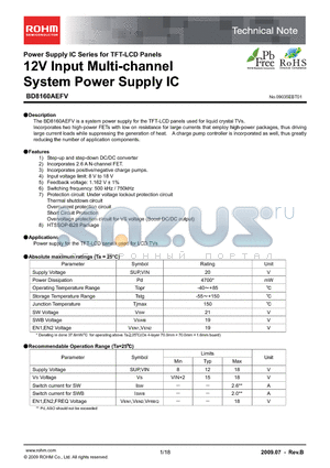 BD8160AEFV-E2 datasheet - 12V Input Multi-channel System Power Supply IC
