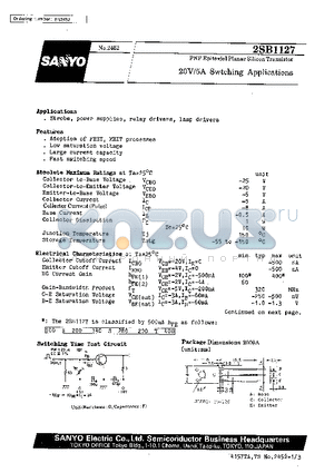 2SB1127 datasheet - 20V/5A Swtching Applications