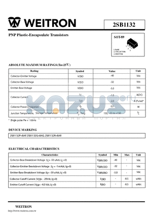 2SB1132 datasheet - PNP Plastic-Encapsulate Transistors
