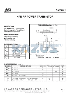 AM82731 datasheet - NPN RF POWER TRANSISTOR