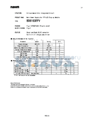 BD8160EFV datasheet - Main Power Supply For TFT-LCD Display Module