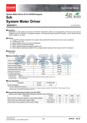 BD8203EFV datasheet - 5ch System Moter Driver