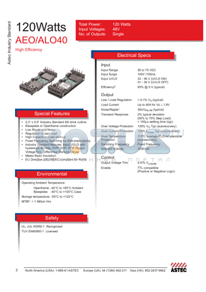 AXO20A48 datasheet - 120Watts DC-DC Converter