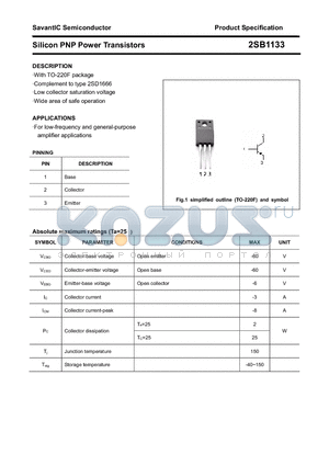 2SB1133 datasheet - Silicon PNP Power Transistors