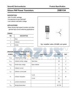 2SB1134 datasheet - Silicon PNP Power Transistors