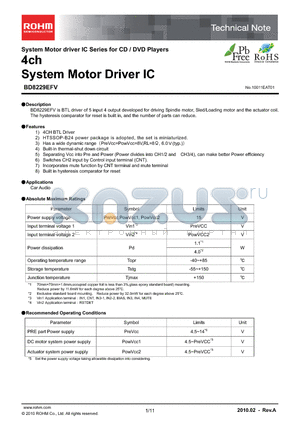 BD8229EFV datasheet - 4ch System Motor Driver IC