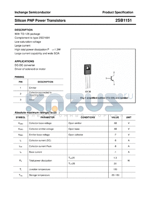 2SB1151 datasheet - Silicon PNP Power Transistors