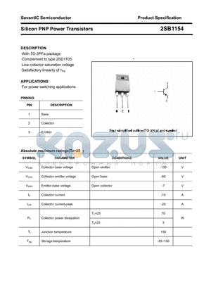 2SB1154 datasheet - Silicon PNP Power Transistors