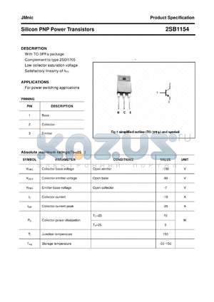 2SB1154 datasheet - Silicon PNP Power Transistors