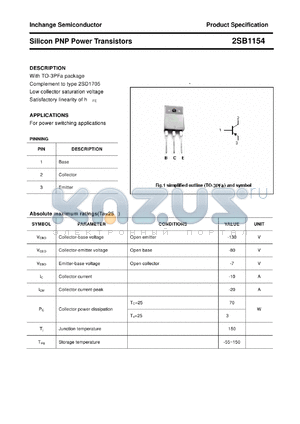 2SB1154 datasheet - Silicon PNP Power Transistors