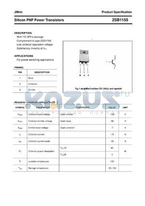 2SB1155 datasheet - Silicon PNP Power Transistors