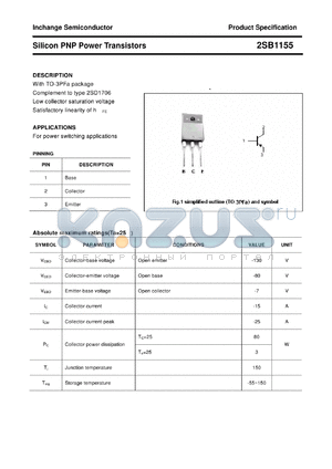 2SB1155 datasheet - Silicon PNP Power Transistors