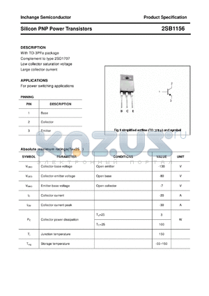 2SB1156 datasheet - Silicon PNP Power Transistors