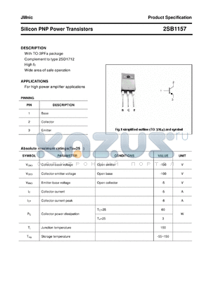 2SB1157 datasheet - Silicon PNP Power Transistors