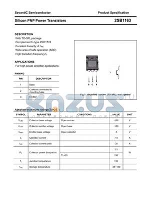 2SB1163 datasheet - Silicon PNP Power Transistors