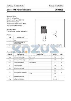 2SB1163 datasheet - Silicon PNP Power Transistors