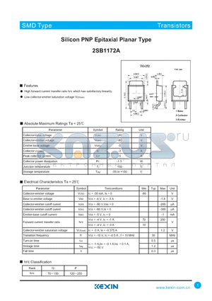 2SB1172A datasheet - Silicon PNP Epitaxial Planar Type