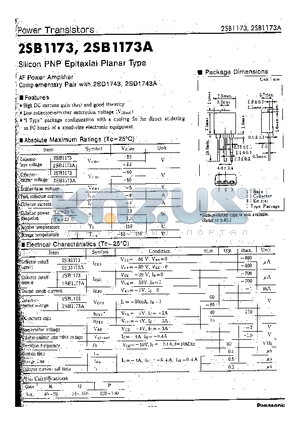 2SB1173 datasheet - AF Power Amplifier Complementary Pair with 2SD1743, 2SD1743A