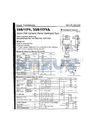 2SB1179 datasheet - Power Amplifier,Switching Complementary Pair with 2SD1749, 2SD1749A