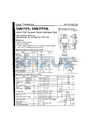 2SB1179A datasheet - Power Amplifier,Switching Complementary Pair with 2SD1749, 2SD1749A