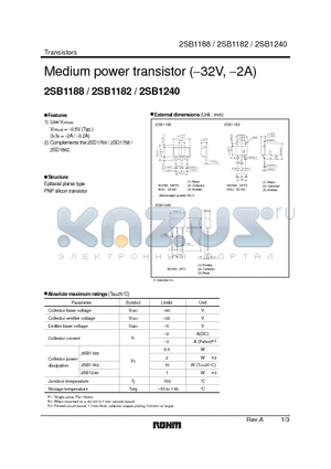 2SB1182 datasheet - Medium power Transistor(-32V, -2A)