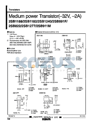 2SB1182 datasheet - MEDIUM POWER TRANSISTOR(-32V, -2A)