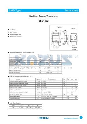 2SB1182 datasheet - Medium Power Transistor