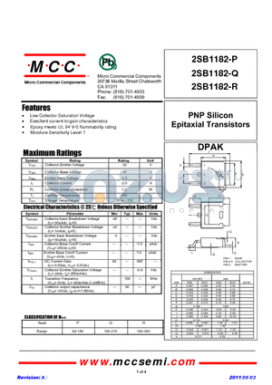 2SB1182-Q datasheet - PNP Silicon Epitaxial Transistors