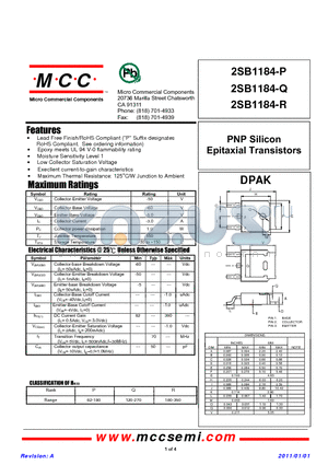2SB1184-P datasheet - PNP Silicon Epitaxial Transistors