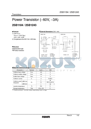2SB1184 datasheet - Power Transistor (−60V, −3A)