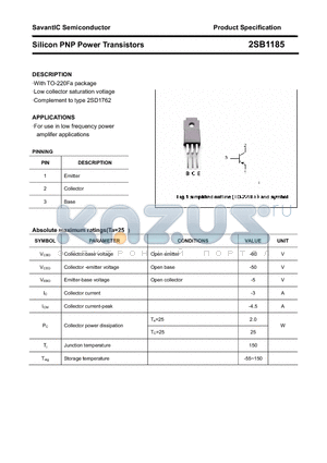 2SB1185 datasheet - Silicon PNP Power Transistors