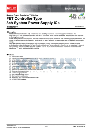 BD8621EFV-E2 datasheet - FET Controller Type 3ch System Power Supply ICs