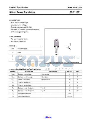 2SB1187 datasheet - Silicon Power Transistors