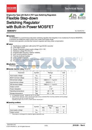 BD8646FV-E2 datasheet - Flexible Step-down Switching Regulator with Built-in Power MOSFET