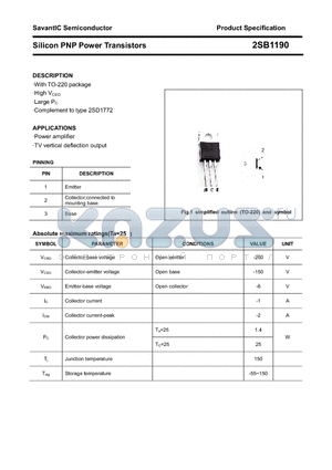 2SB1190 datasheet - Silicon PNP Power Transistors