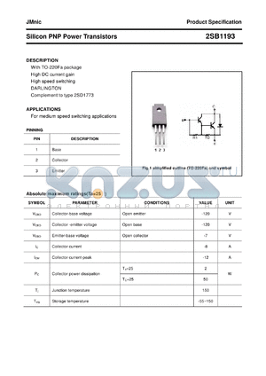 2SB1193 datasheet - Silicon PNP Power Transistors