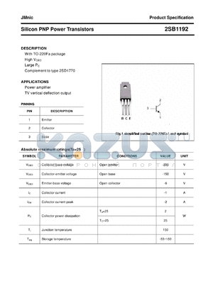 2SB1192 datasheet - Silicon PNP Power Transistors