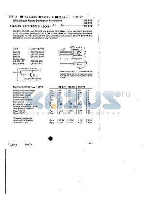 BD879 datasheet - NPN SILICON PLANAR DARLINGTON TRANSISTORS