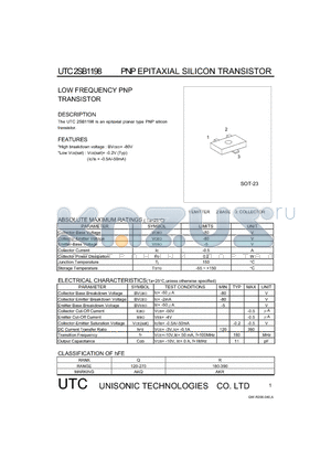 2SB1198 datasheet - LOW FREQUENCY PNP TRANSISTOR