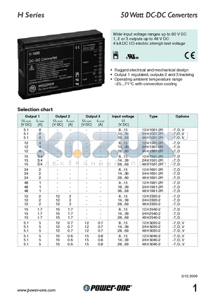 12H1501-2R datasheet - 50 Watt DC-DC Converters