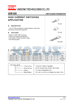 2SB1202-X-TM3-T datasheet - HIGH CURRENT SWITCHING APPLICATION